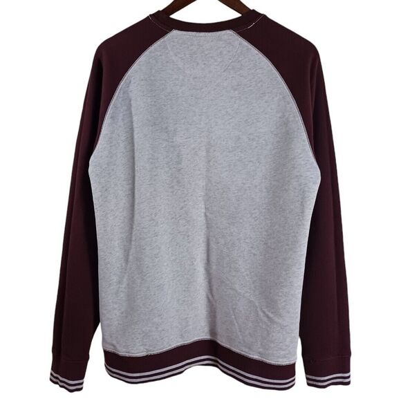 Old Navy Sweatshirt Grey Purple Women’s Sz Large Long Sleeve Striped Cuff & Hem - Picture 7 of 9